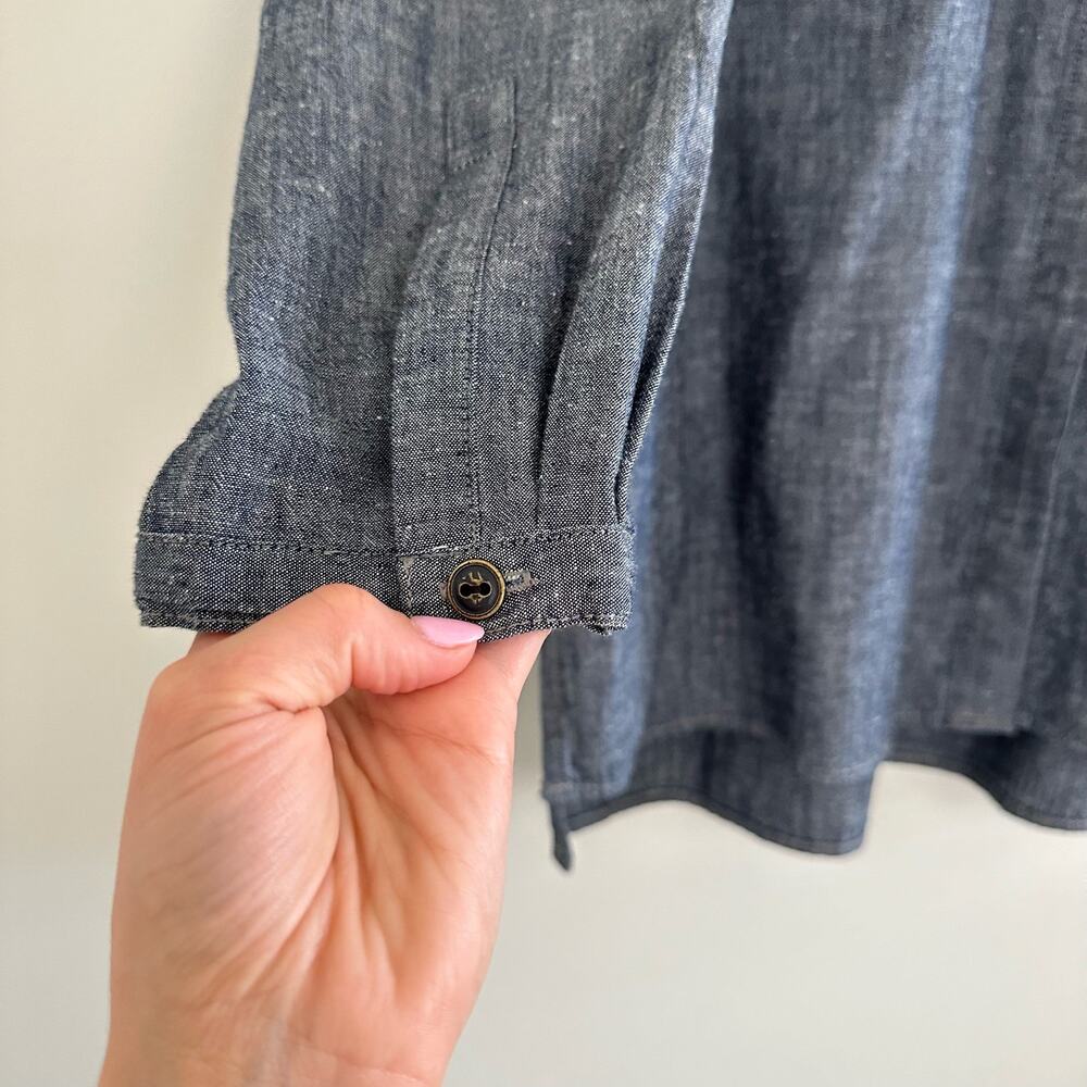 NWT Vince Patch Pocket Chambray Button Front Long Sleeve Shirt Blue Rinse M - Picture 6 of 13